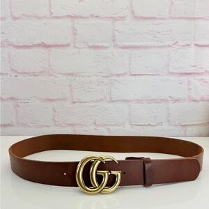 Gucci Raw Edge Unfinished Wide Marmont Double G Leather Belt 409416 100/40